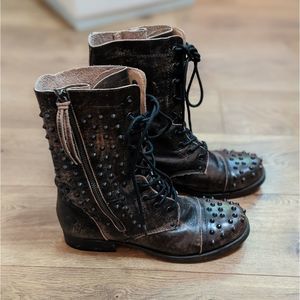 Aldo Hovenga Lace-up Spiked Distressed Leather Boots 7.5